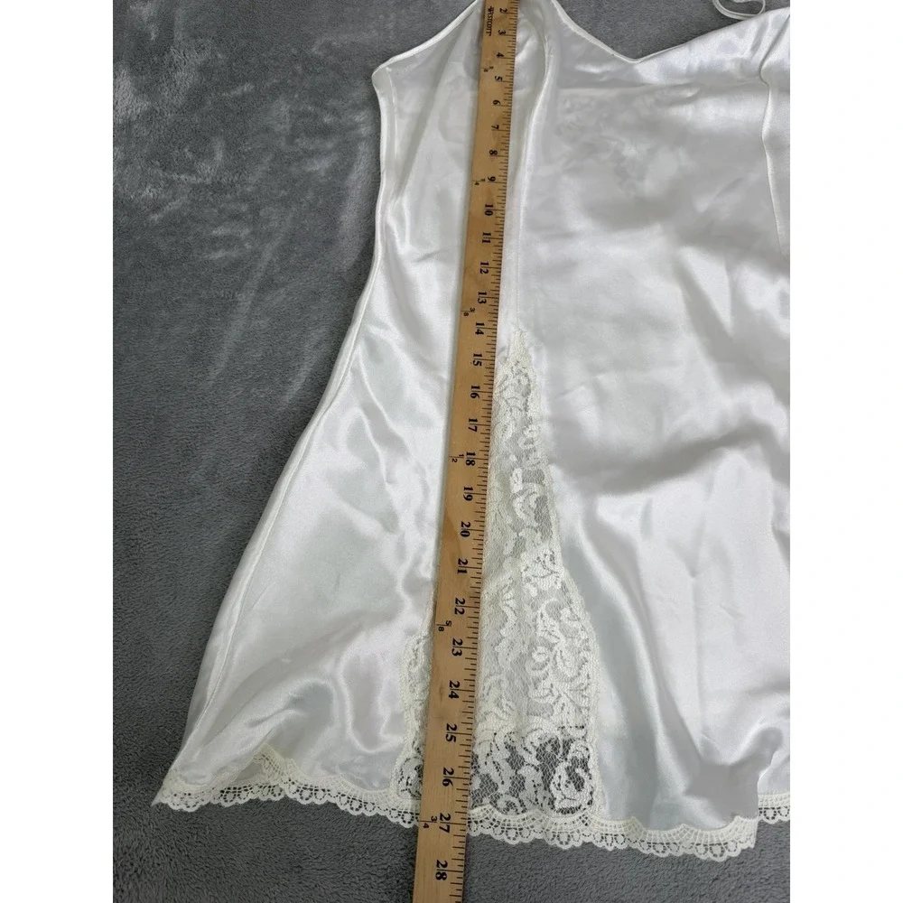Vintage 90s Victoria's Secret Gold Label Satin Lace Slip Dress Size Large White - Picture 9 of 9